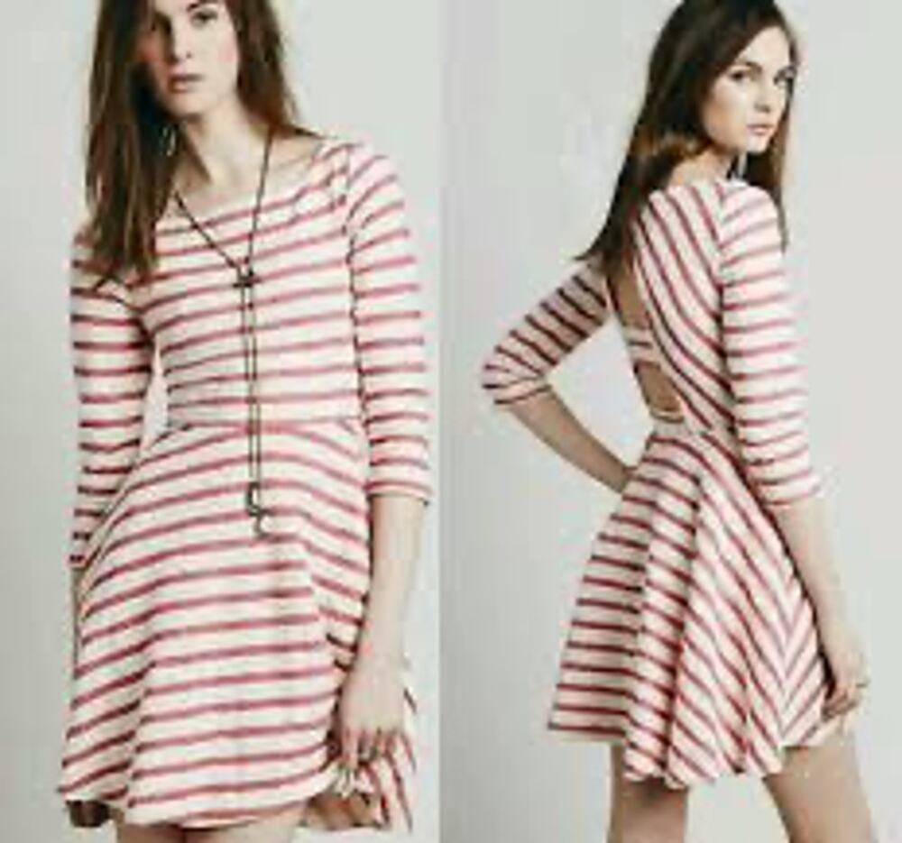 Free People Open Back Dress Fit & Flare Skater Mini Dress XS Xsmall EUC Boho